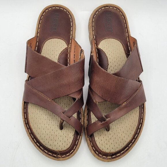 Born Shoes - Born Sorja Sport Leather Thong Sandals Women's 9 EU 39-40 Brown